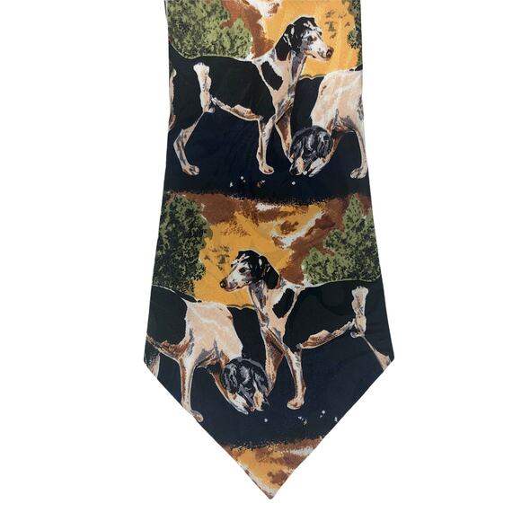 French White and Black Hound Dogs Tie - Picture 4 of 5